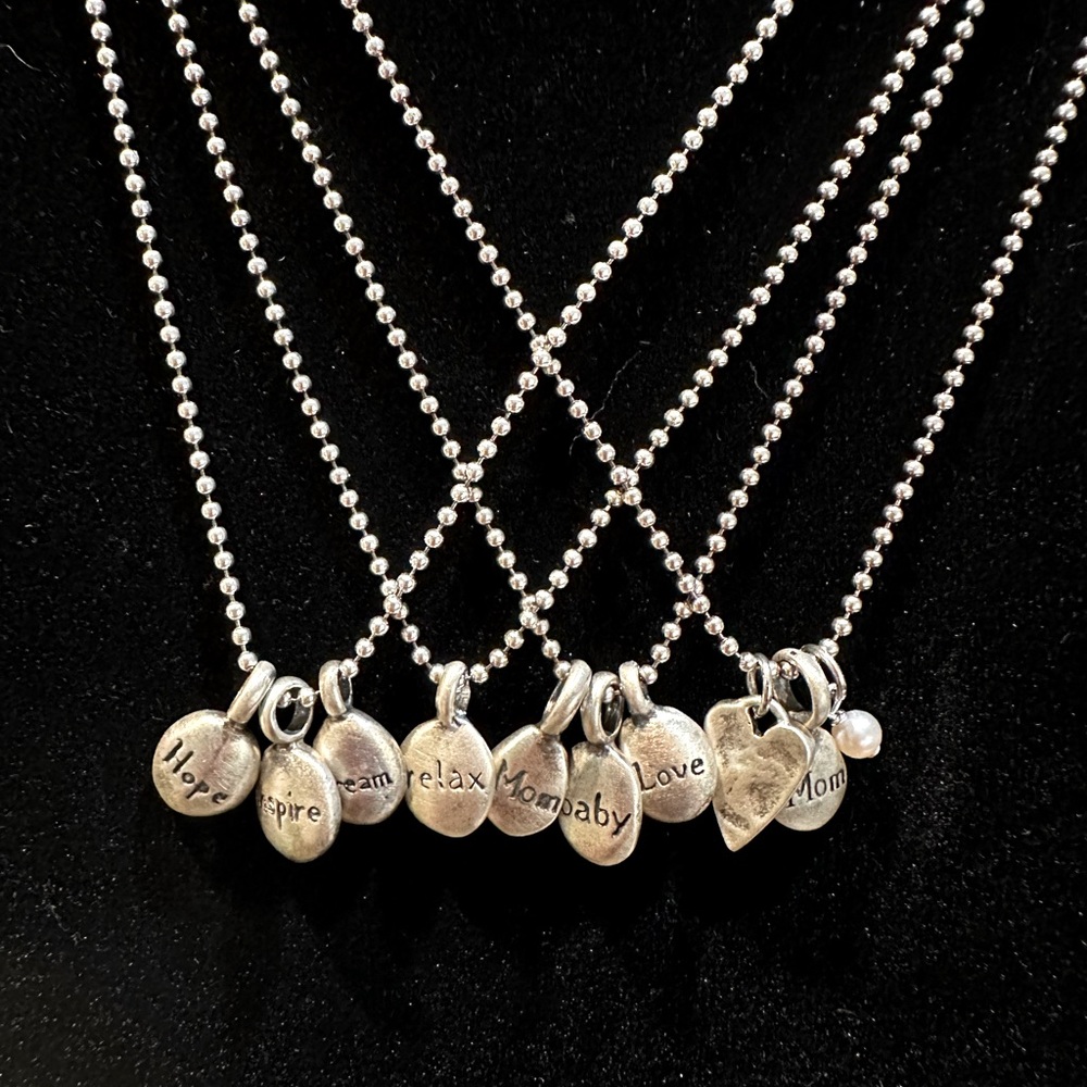 Dogeared Sterling Silver Stamped Drop Necklaces
